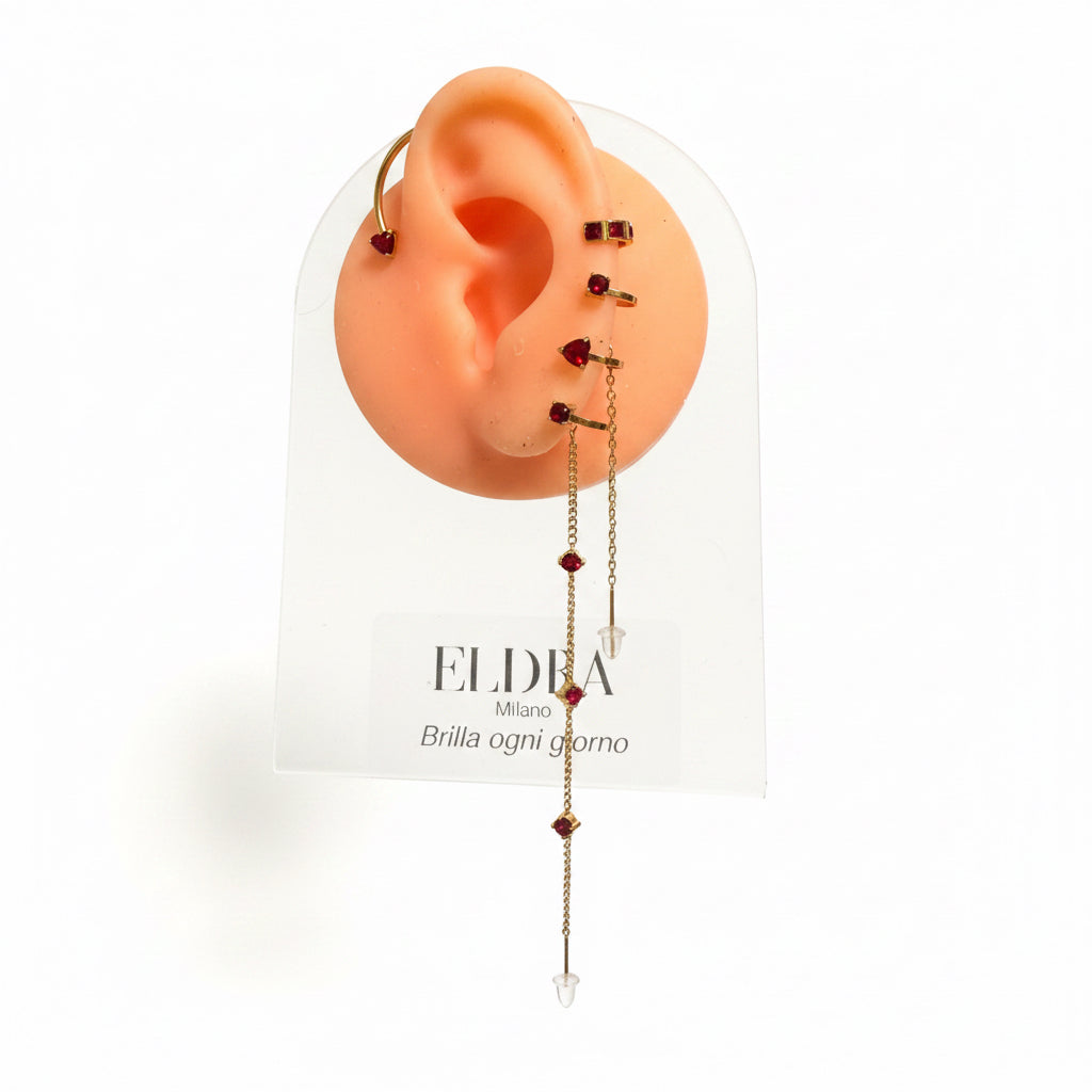 Orecchino cuoricino Ear Crawler Threader / A catena pendente