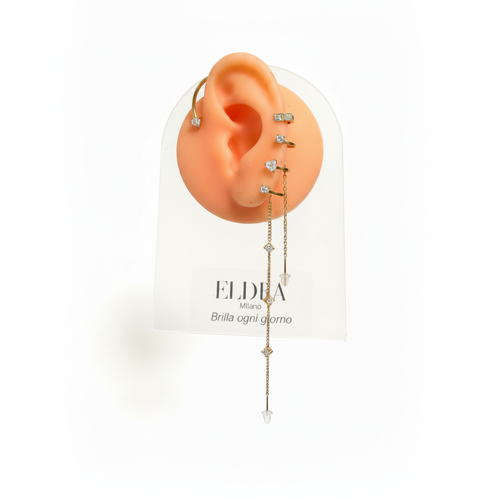 Orecchino cuoricino Ear Crawler Threader / A catena pendente