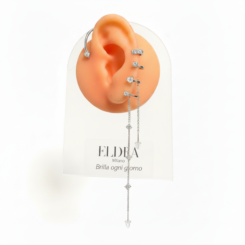Orecchino cuoricino Ear Crawler Threader / A catena pendente