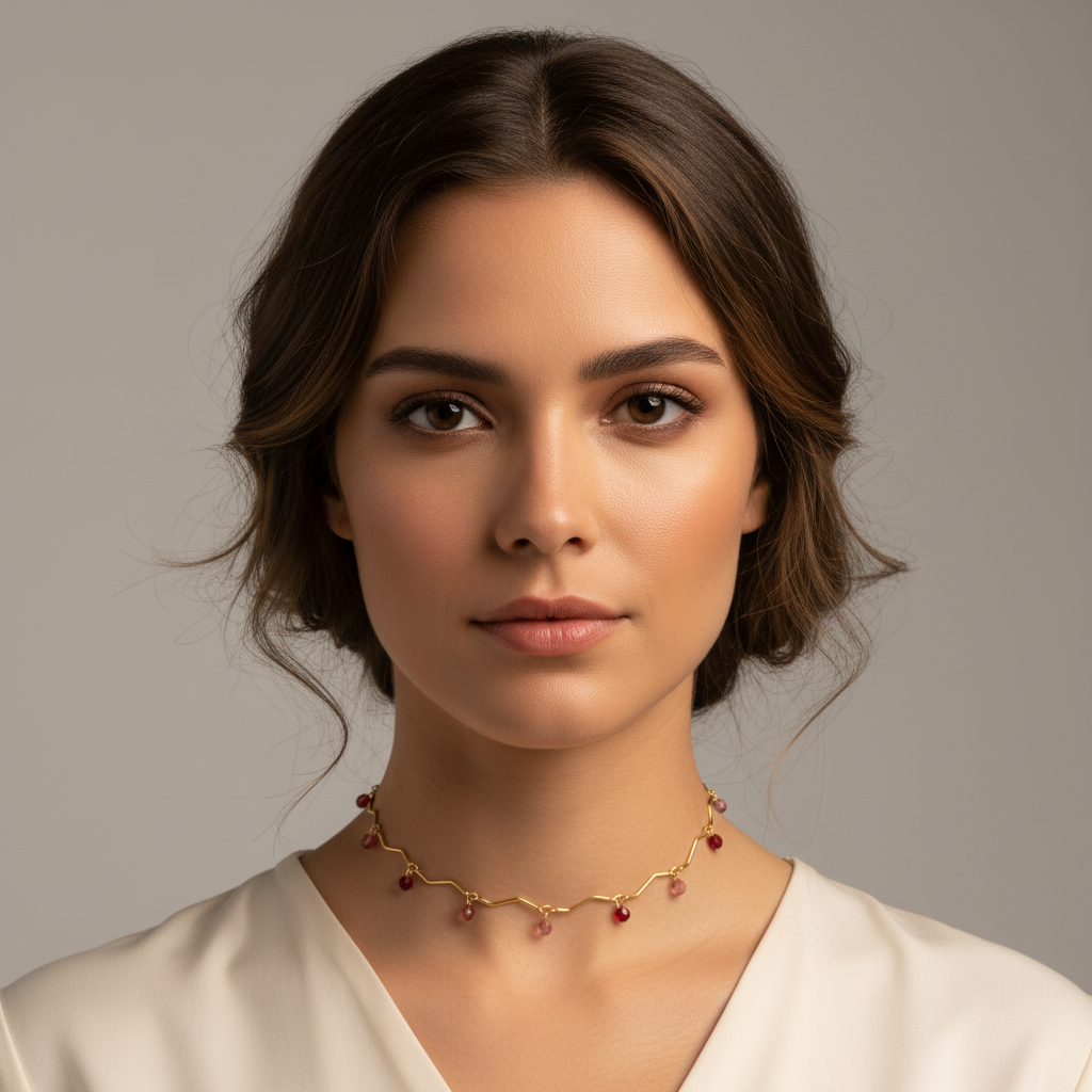 Collana zig zag con petali di cristallo