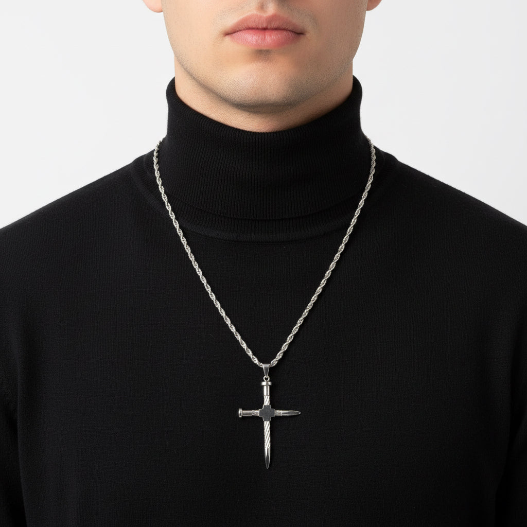 CROSS KNOT – Collana Uomo Croce Intrecciata in Acciaio Inossidabile – Eldra Milano
