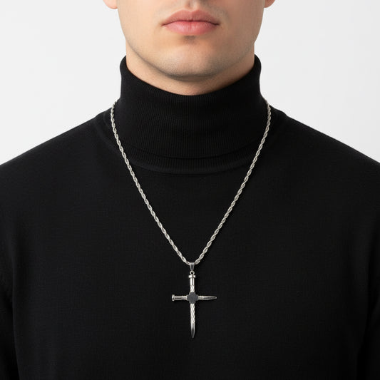 CROSS KNOT – Collana Uomo Croce Intrecciata in Acciaio Inossidabile – Eldra Milano