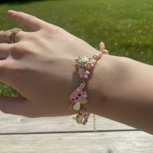GLOW FANTASY BRACELET – Bracciale con Perline Colorate e Charms (Sole, Fiore, Fungo, Cuore) – Eldra Milano