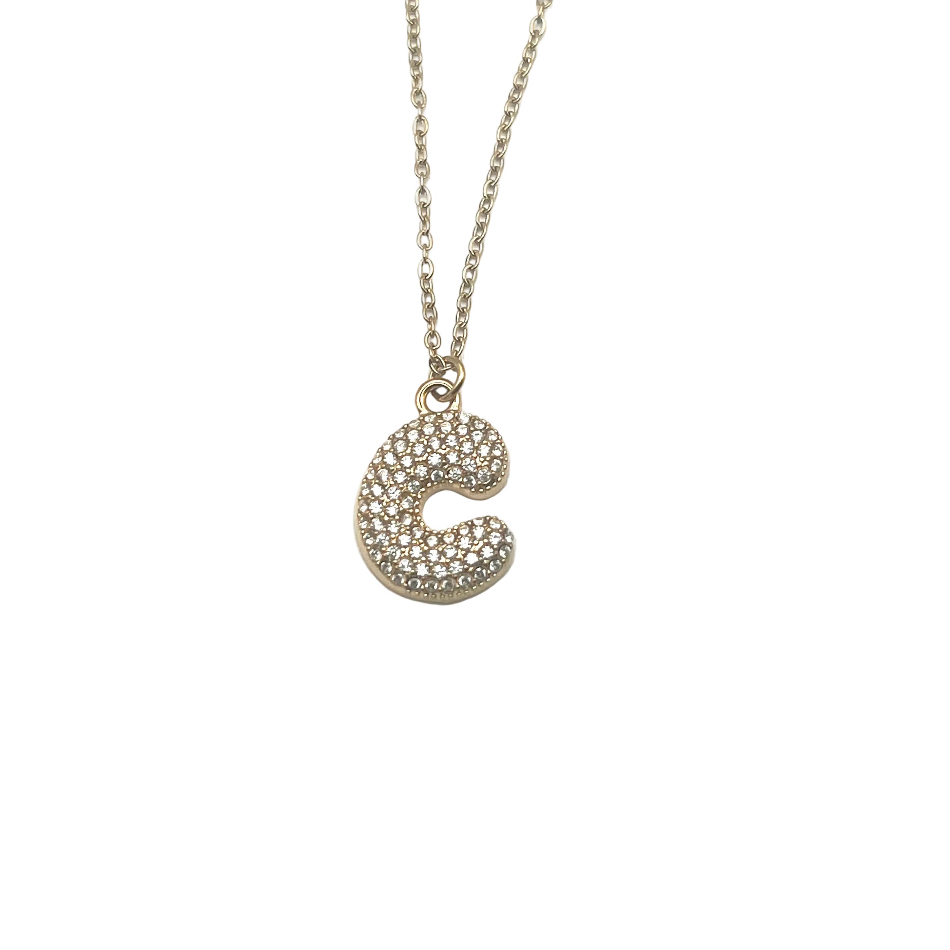 Collana INITIAL BUBBLE | Lettera Bombata in Acciaio Inox e Strass – Eldra Milano