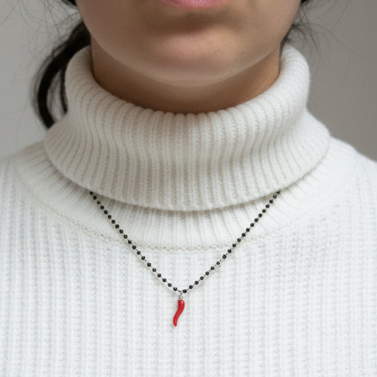 Collana AMULETO LUCK | Girocollo in Acciaio Inox con Cornino Portafortuna – Eldra Milano