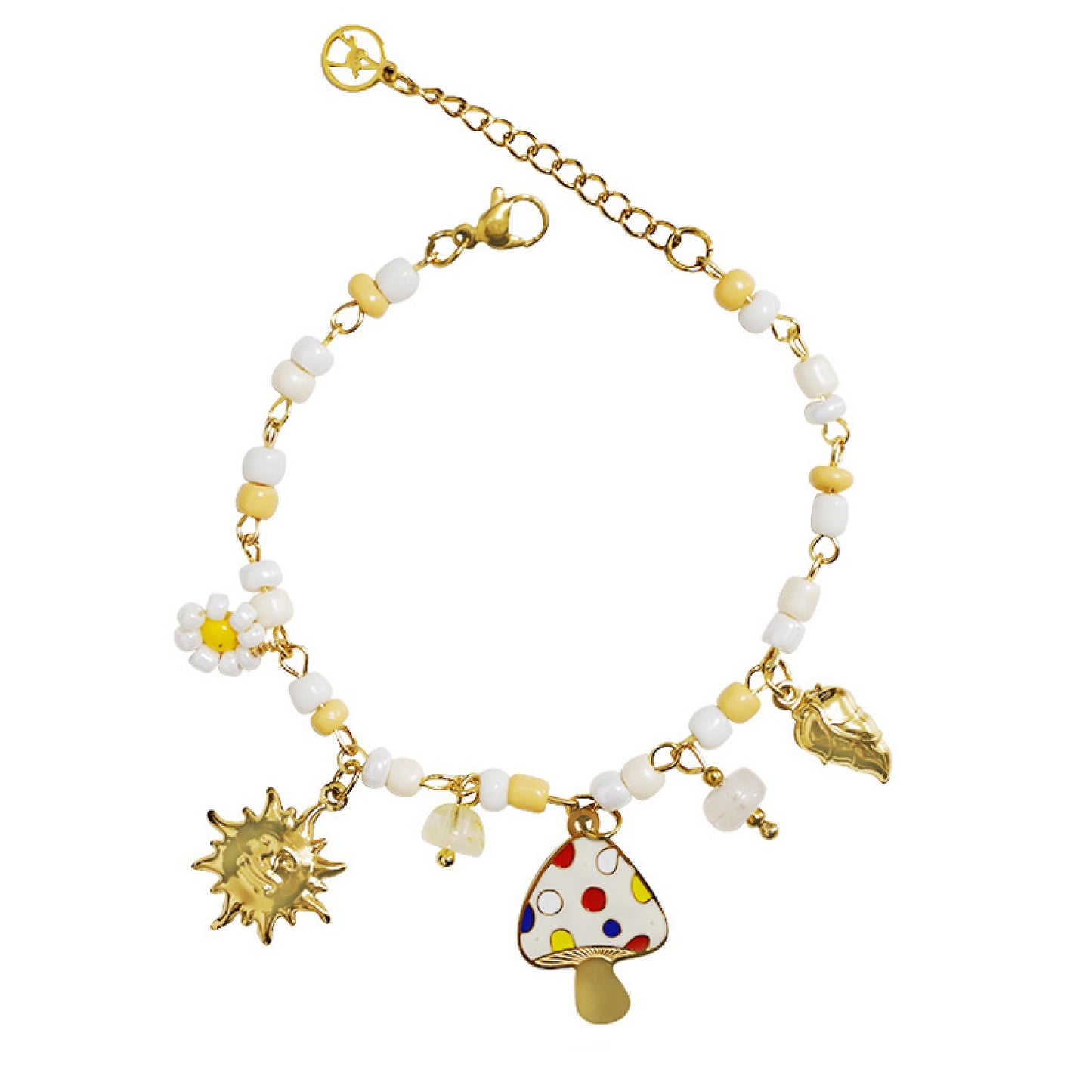 GLOW FANTASY BRACELET – Bracciale con Perline Colorate e Charms (Sole, Fiore, Fungo, Cuore) – Eldra Milano