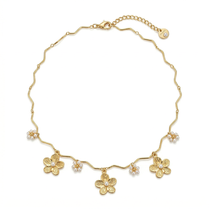 Collana DAISY DEW – Girocollo con Margherite e Perle | Eldra Milano