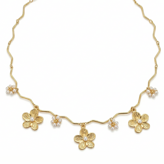 Collana DAISY DEW – Girocollo con Margherite e Perle | Eldra Milano