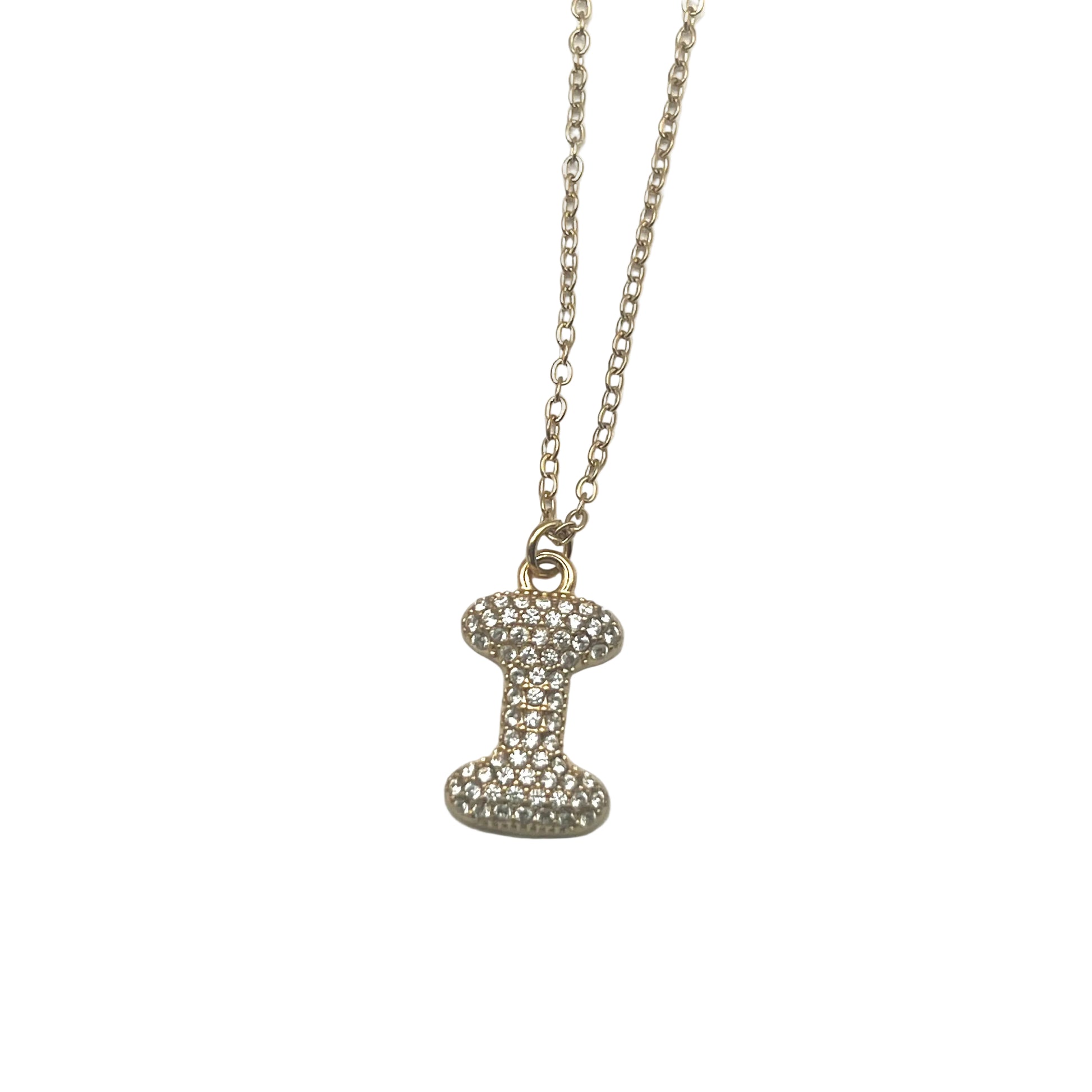 Collana INITIAL BUBBLE | Lettera Bombata in Acciaio Inox e Strass – Eldra Milano