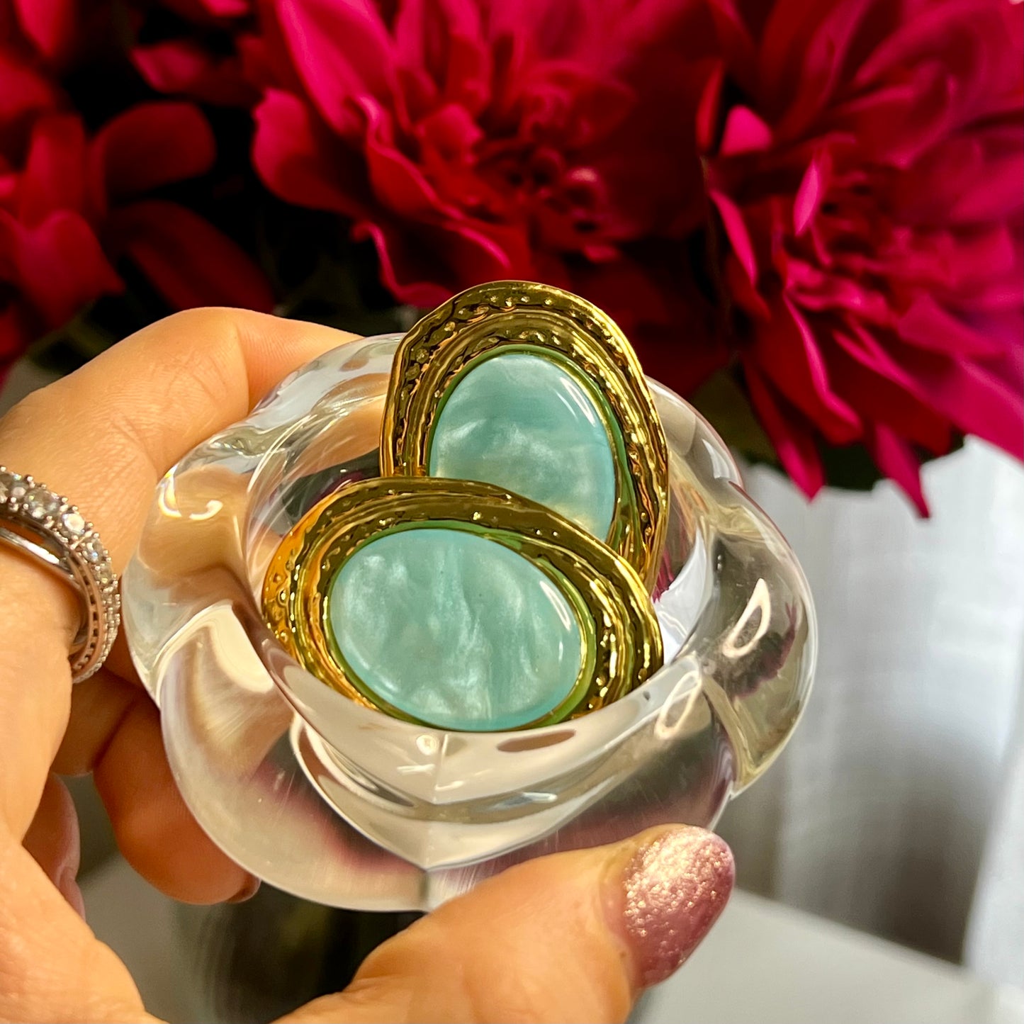 ORO NELL'OCEANO – Orecchini a Lobo Vintage Turchese e Oro - Eldra Milano