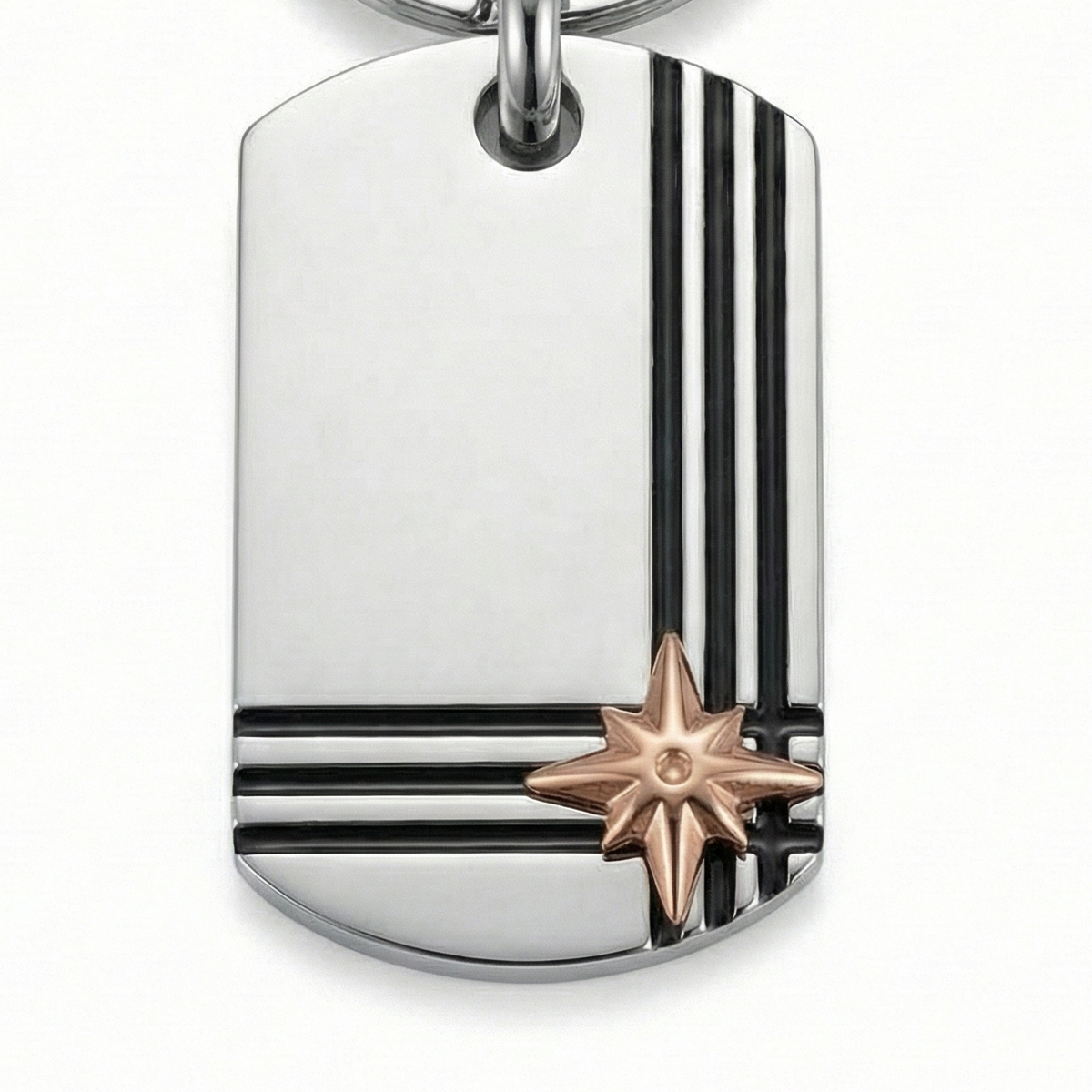 Portachiavi ROSA DEI VENTI | Pendente in Acciaio Inox con Dettaglio Rose Gold – Eldra Milano
