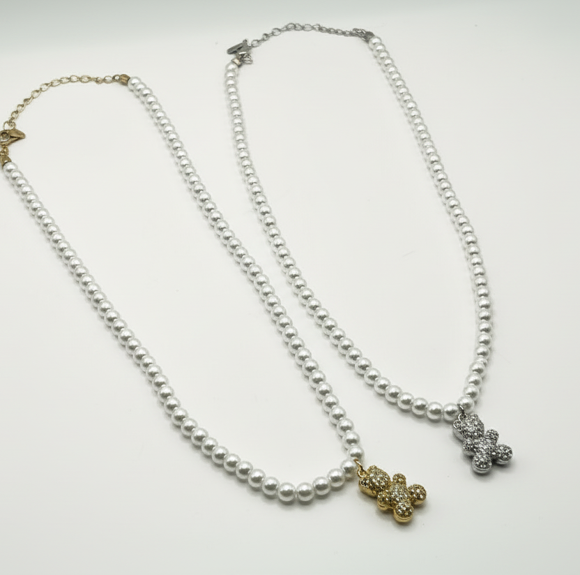 Collana PEARL GLAM | Perle e Pendenti in Acciaio Inox & Strass – Eldra Milano