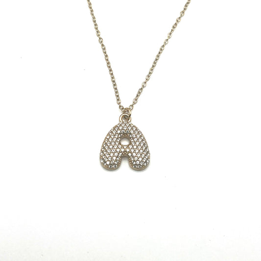 Collana INITIAL BUBBLE | Lettera Bombata in Acciaio Inox e Strass – Eldra Milano