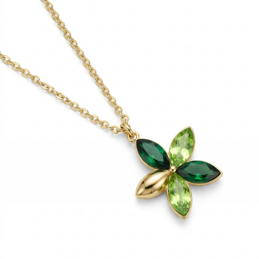 Collana PETAL BLOOM – Pendente a Fiore con Punti Luce Multicolore in Acciaio Inox | Eldra Milano