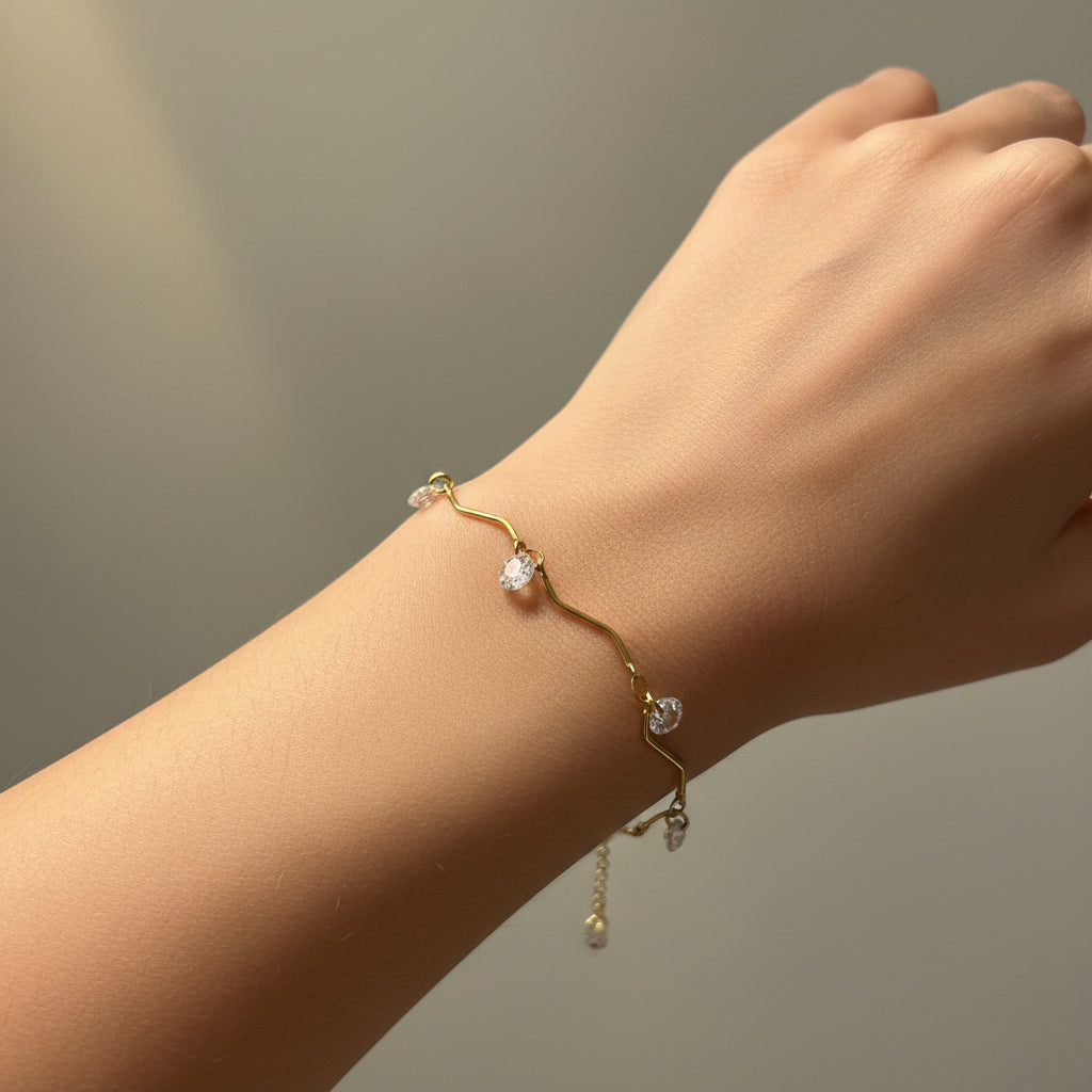 Bracciale zig zag con petali di cristallo