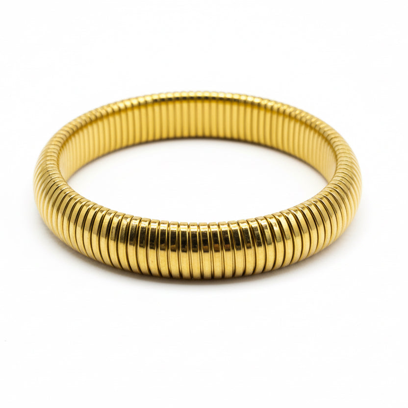 Bracciale Rigido ELASTIC – Maglia Tubogas Gold Finish | Eldra Milano