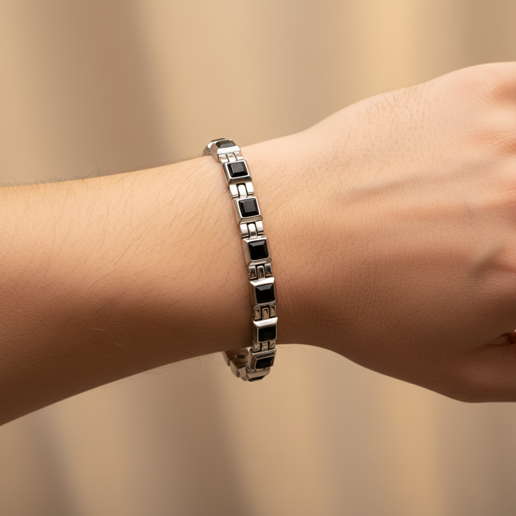 Bracciale scacchi neri