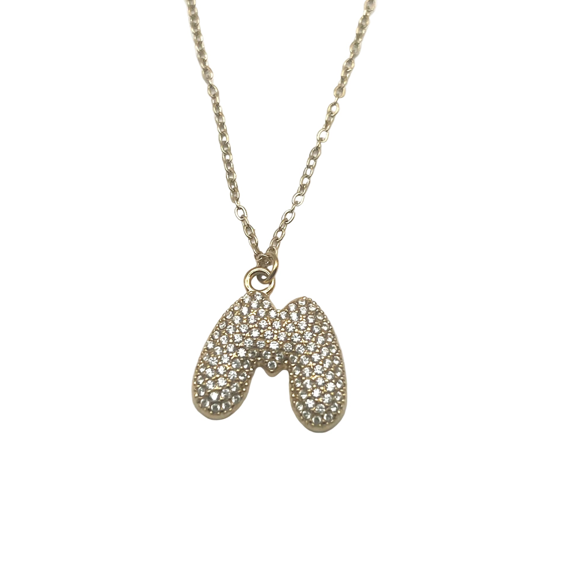 Collana INITIAL BUBBLE | Lettera Bombata in Acciaio Inox e Strass – Eldra Milano
