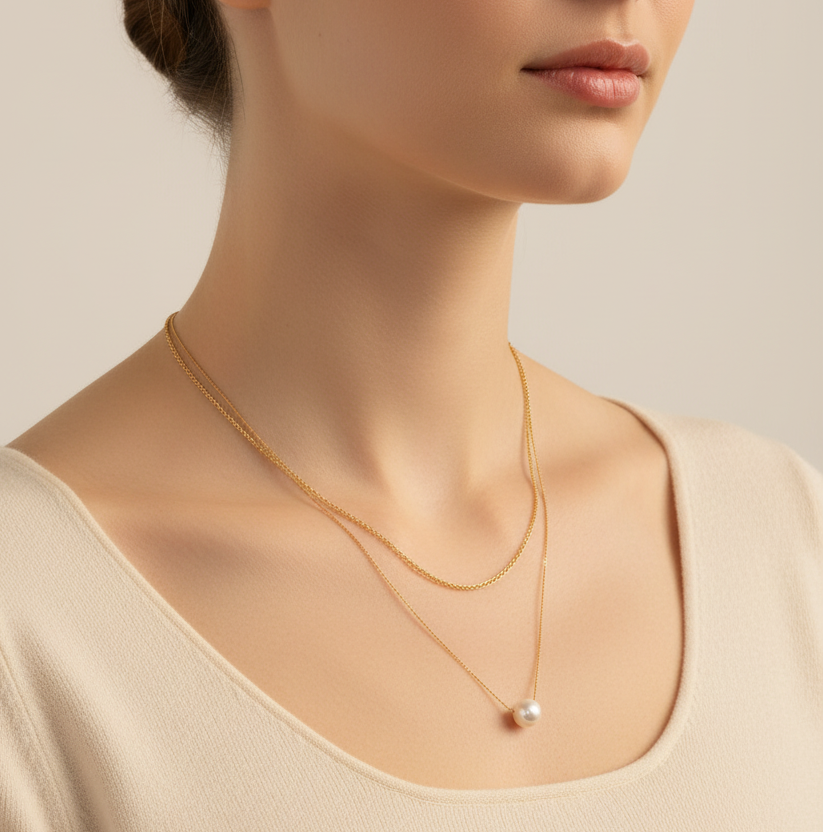 Collana Doppia eleganza con perla