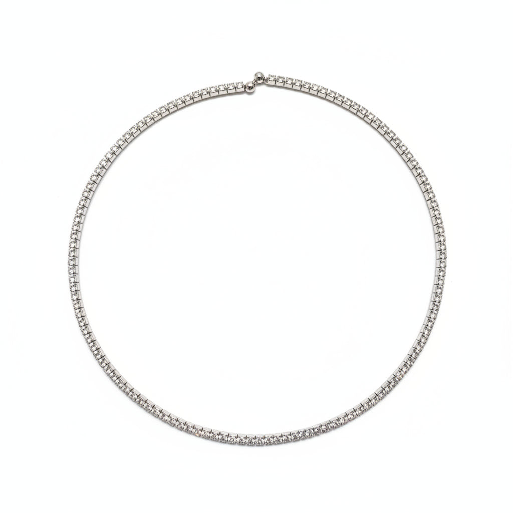 Collana tennis girocollo rigida con zirconi
