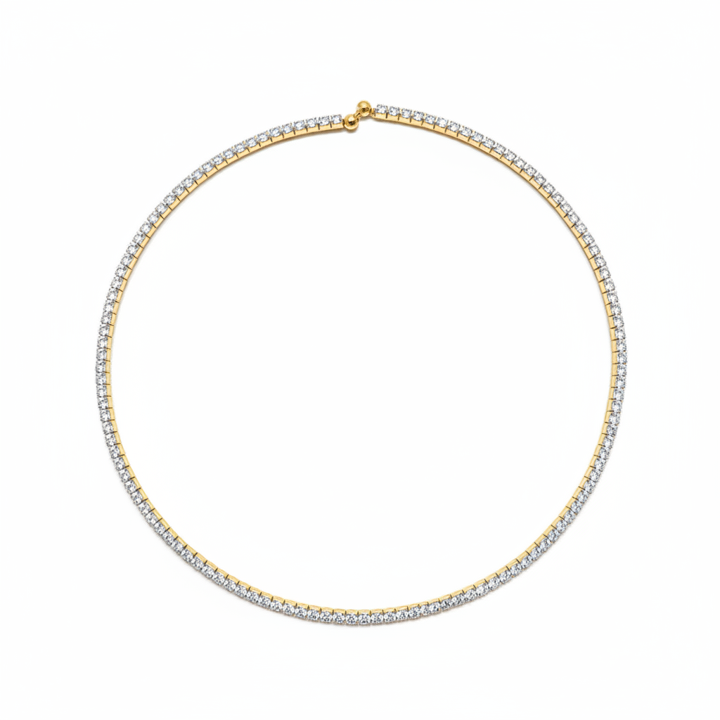 Collana tennis girocollo rigida con zirconi