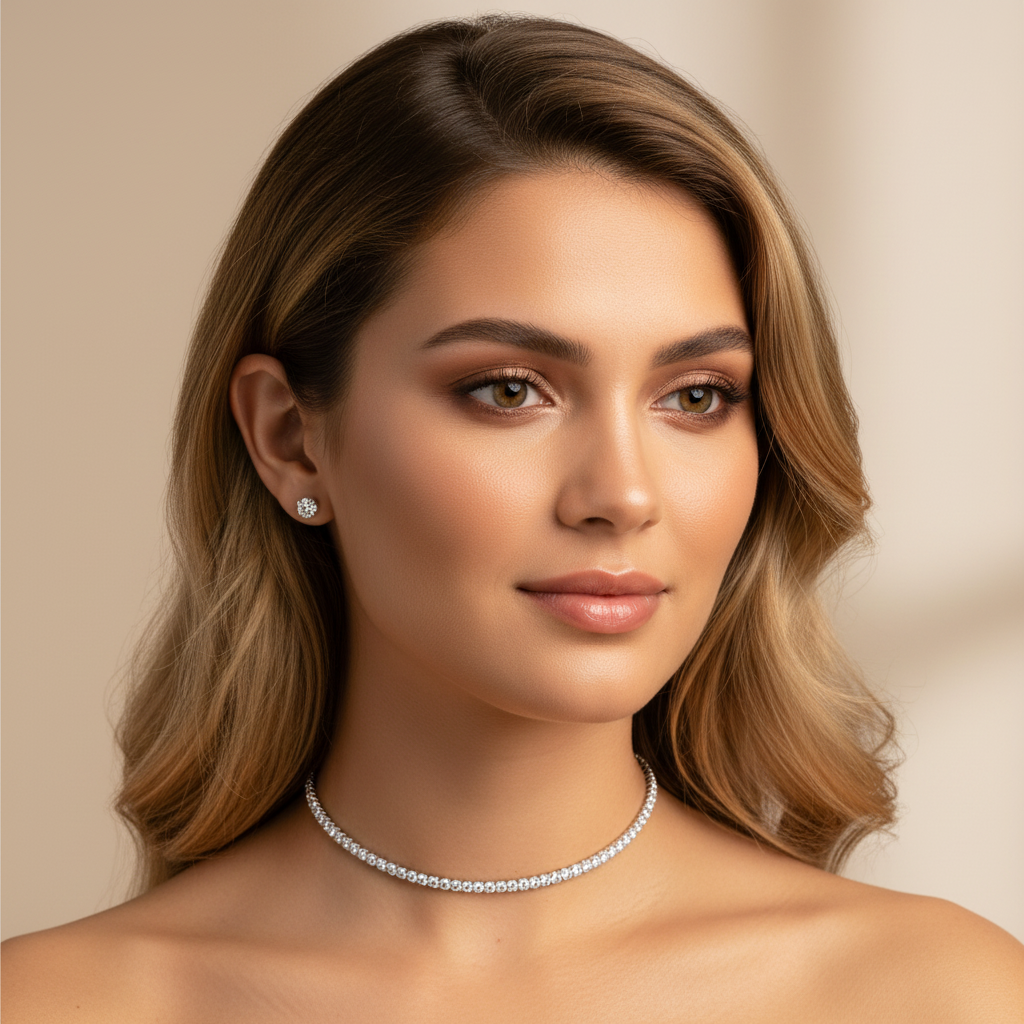 Collana tennis girocollo rigida con zirconi