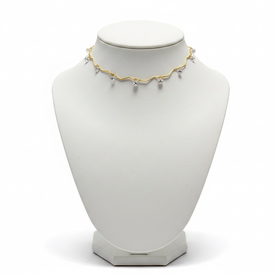 Collana zig zag con petali di cristallo