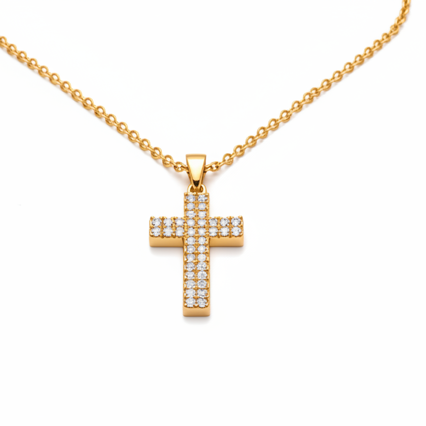 Collana Croce elegante con strass