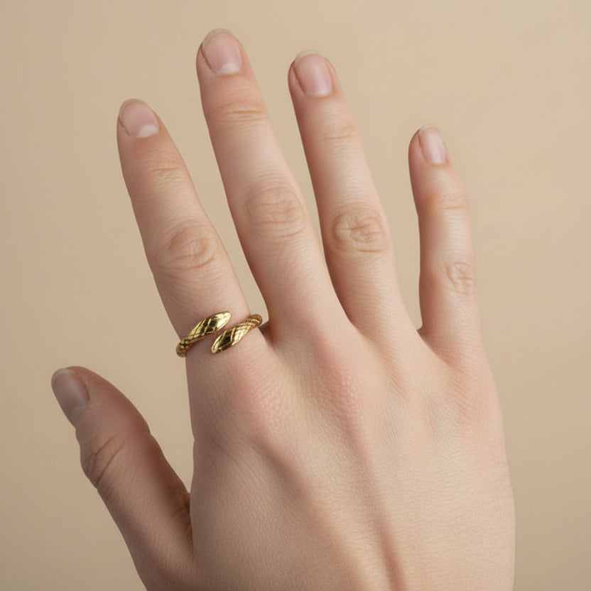Anello Unisex SNAKE DUO – Design a Due Teste Regolabile in Acciaio Inox | Eldra Milano