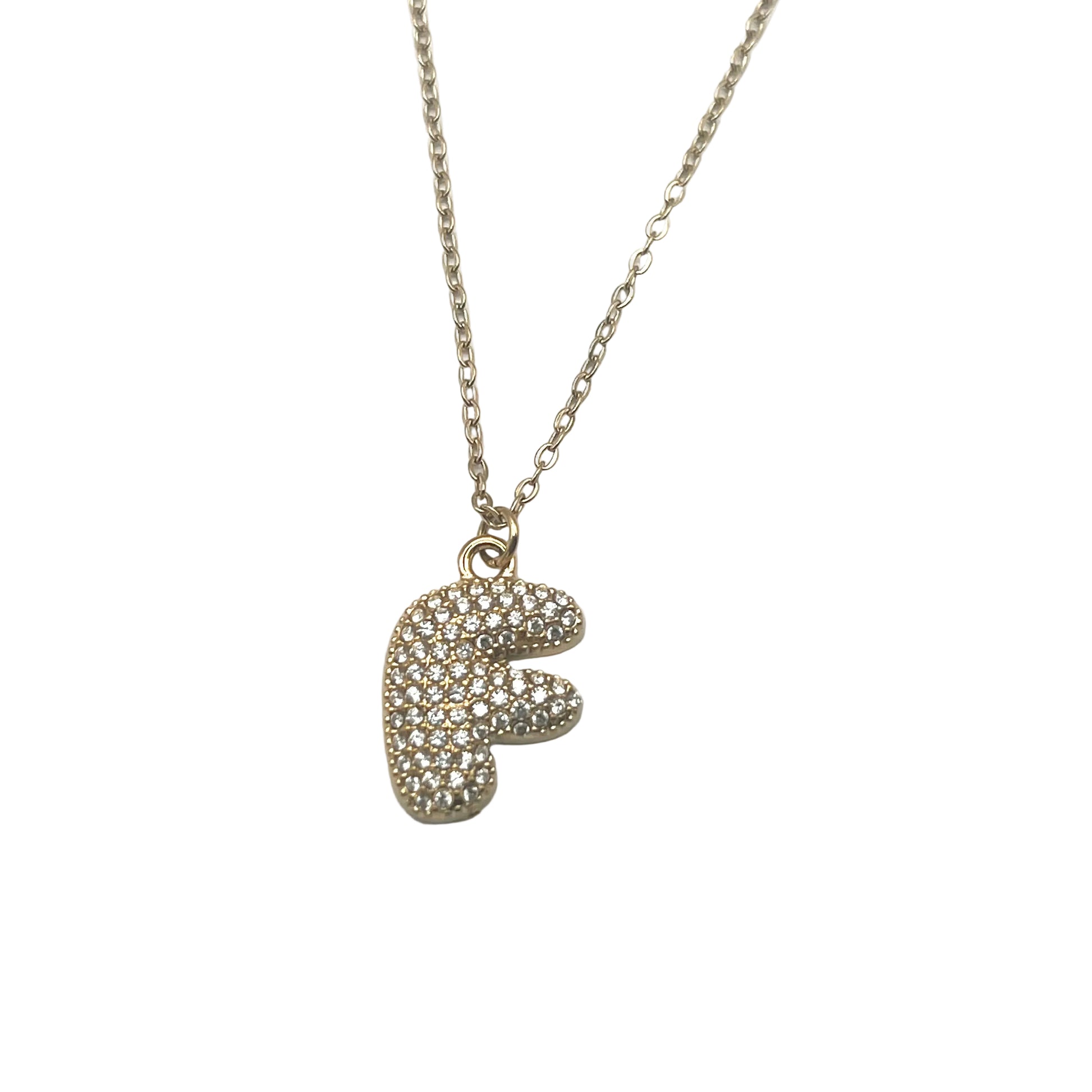 Collana INITIAL BUBBLE | Lettera Bombata in Acciaio Inox e Strass – Eldra Milano