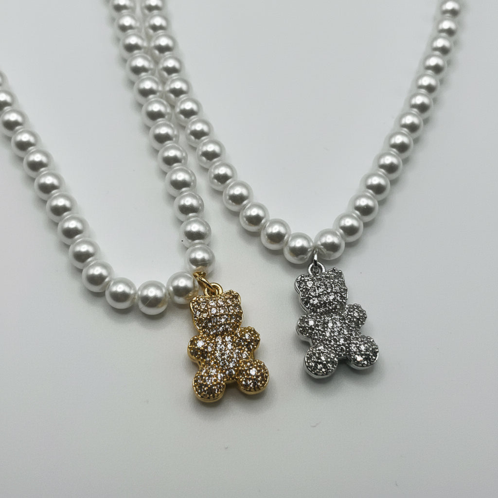 Collana PEARL GLAM | Perle e Pendenti in Acciaio Inox & Strass – Eldra Milano