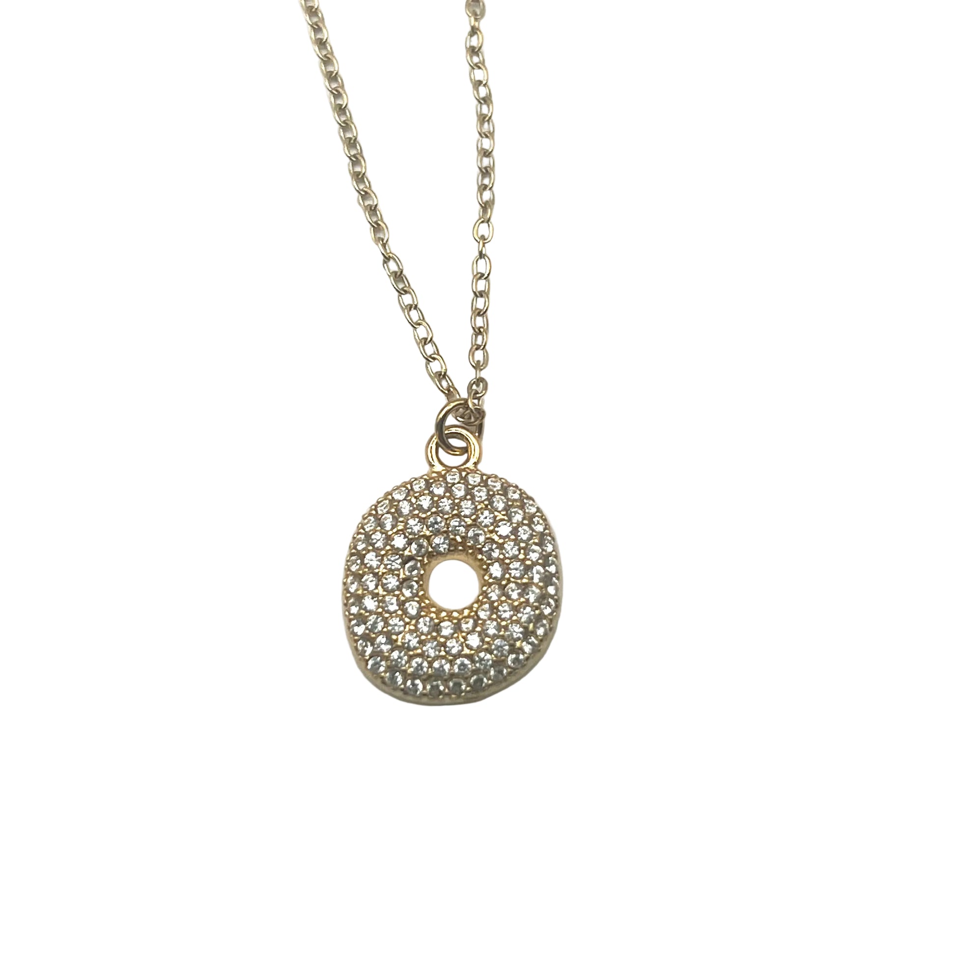 Collana INITIAL BUBBLE | Lettera Bombata in Acciaio Inox e Strass – Eldra Milano