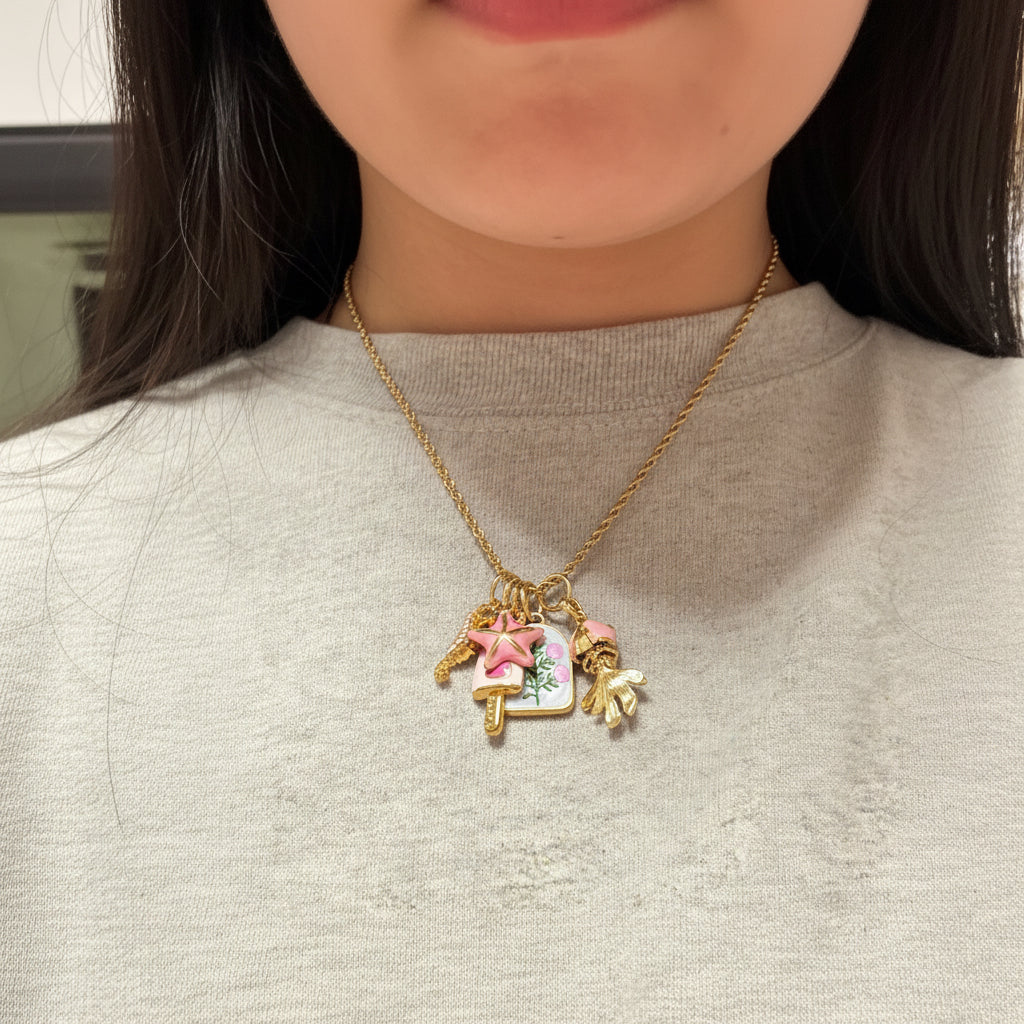 Collana set charm Rosa delicato