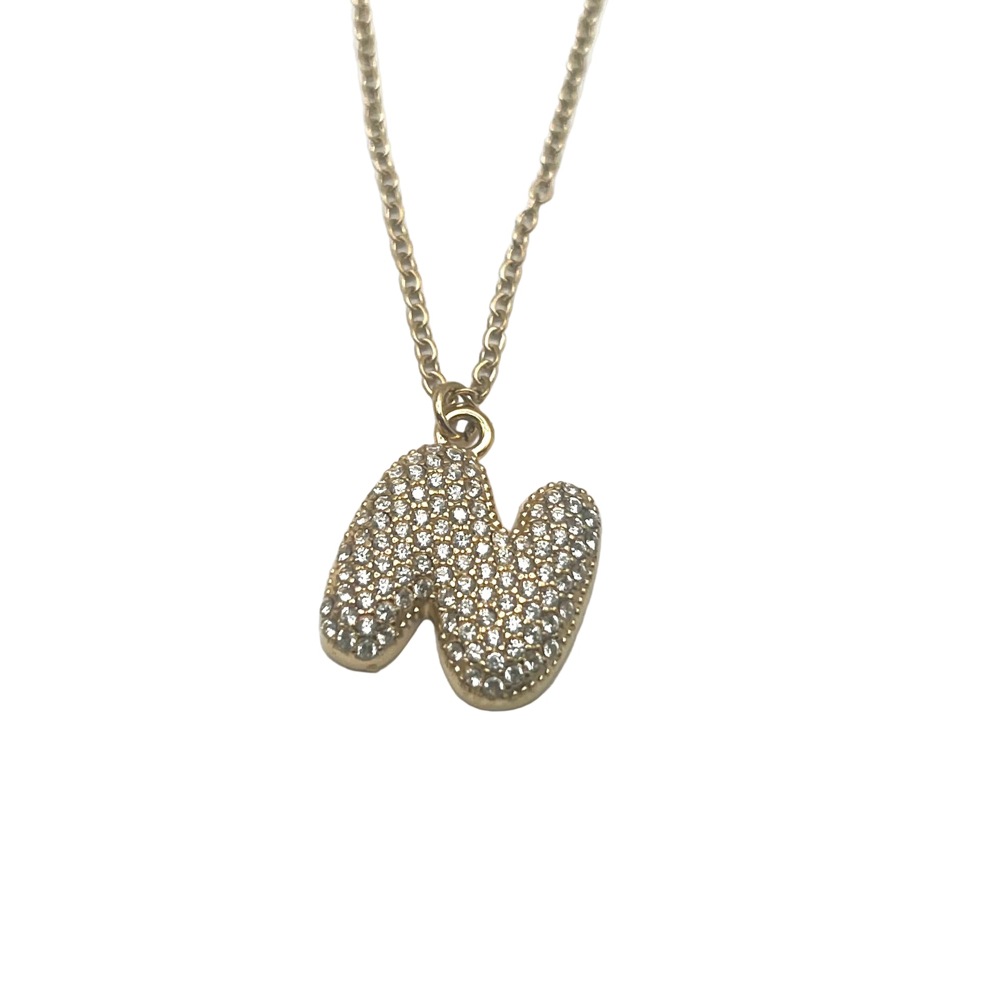 Collana INITIAL BUBBLE | Lettera Bombata in Acciaio Inox e Strass – Eldra Milano