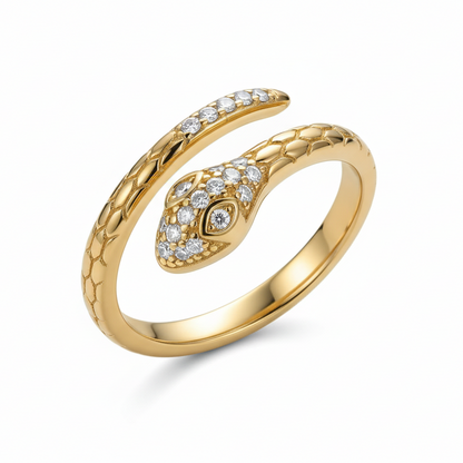 Anello VIPERA AUREA – Serpente Regolabile con Zirconi | Eldra Milano