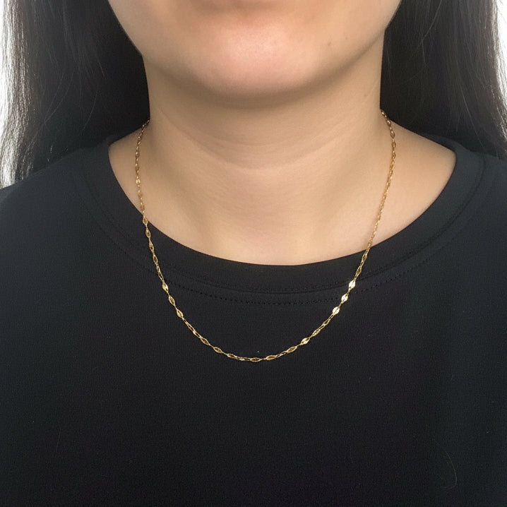 Collana GOLDEN LEAF | Catenina a Trama di Foglie in Acciaio Inox Oro – Eldra Milano