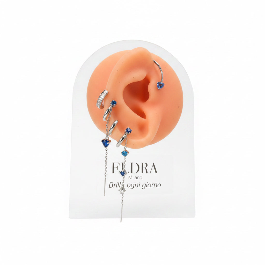 Orecchino cuoricino Ear Crawler Threader / A catena pendente