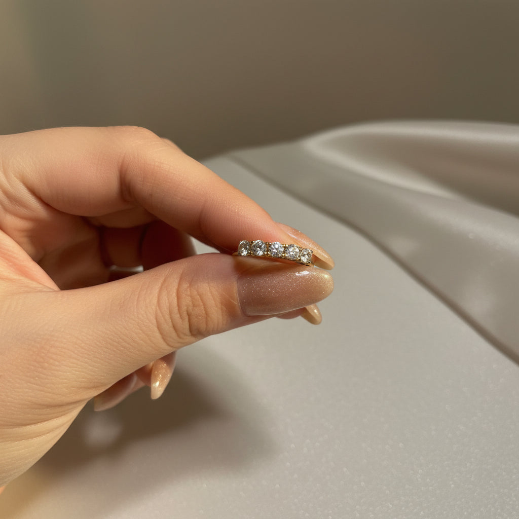 Anello veretta cinque pietre regolabile