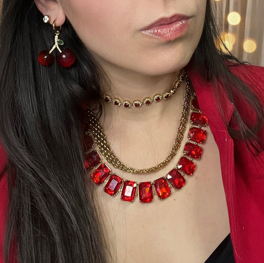 Collana ROYAL HALO – Girocollo in Acciaio Inox Oro con Cristalli Continui