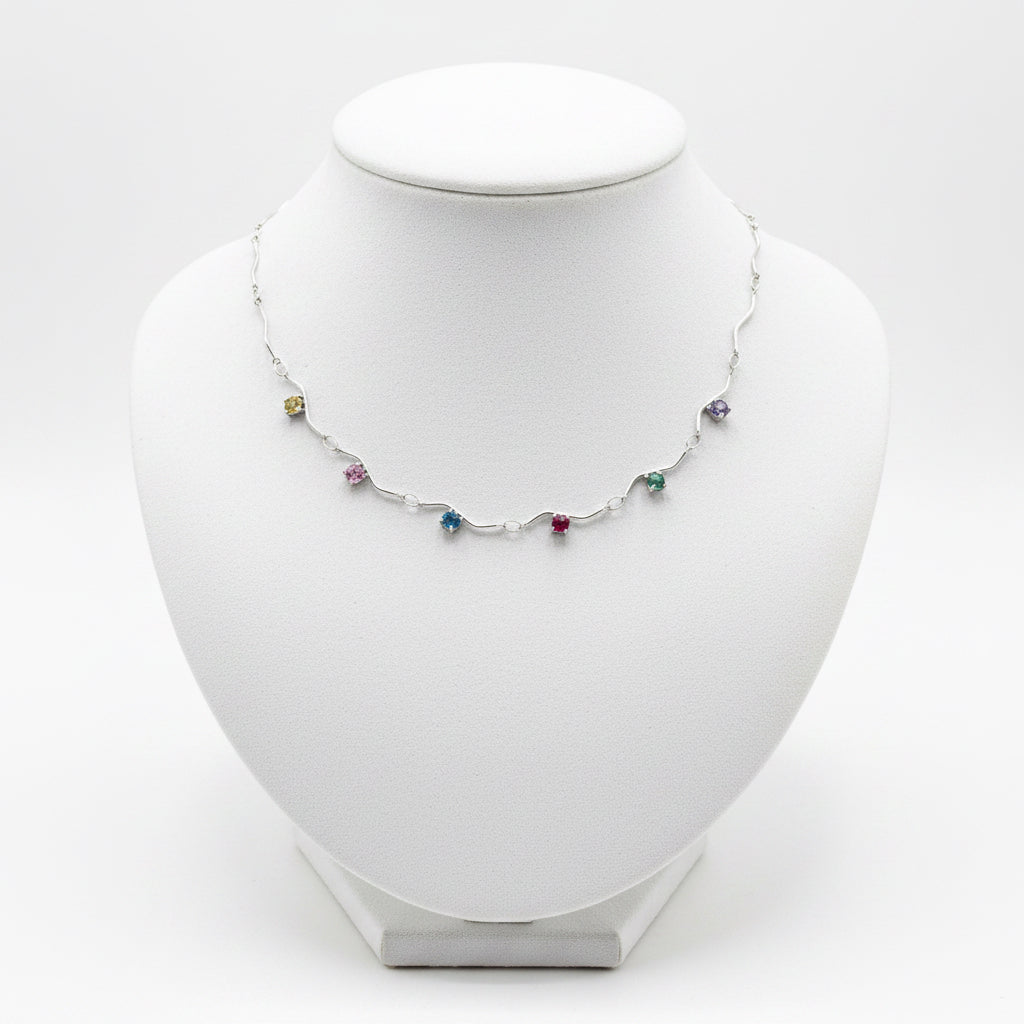 Collana zig zag con zirconi