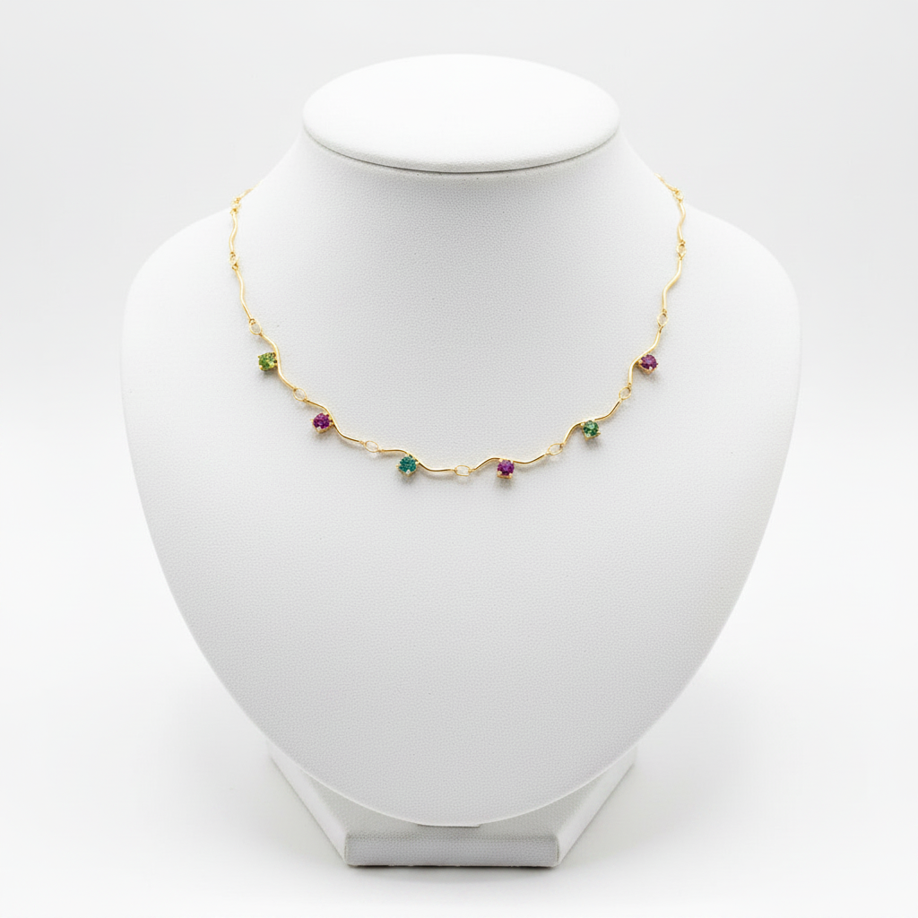 Collana zig zag con zirconi