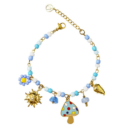 GLOW FANTASY BRACELET – Bracciale con Perline Colorate e Charms (Sole, Fiore, Fungo, Cuore) – Eldra Milano