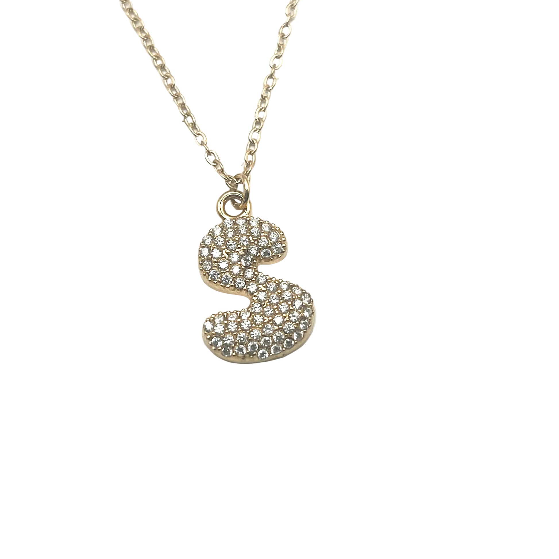 Collana INITIAL BUBBLE | Lettera Bombata in Acciaio Inox e Strass – Eldra Milano