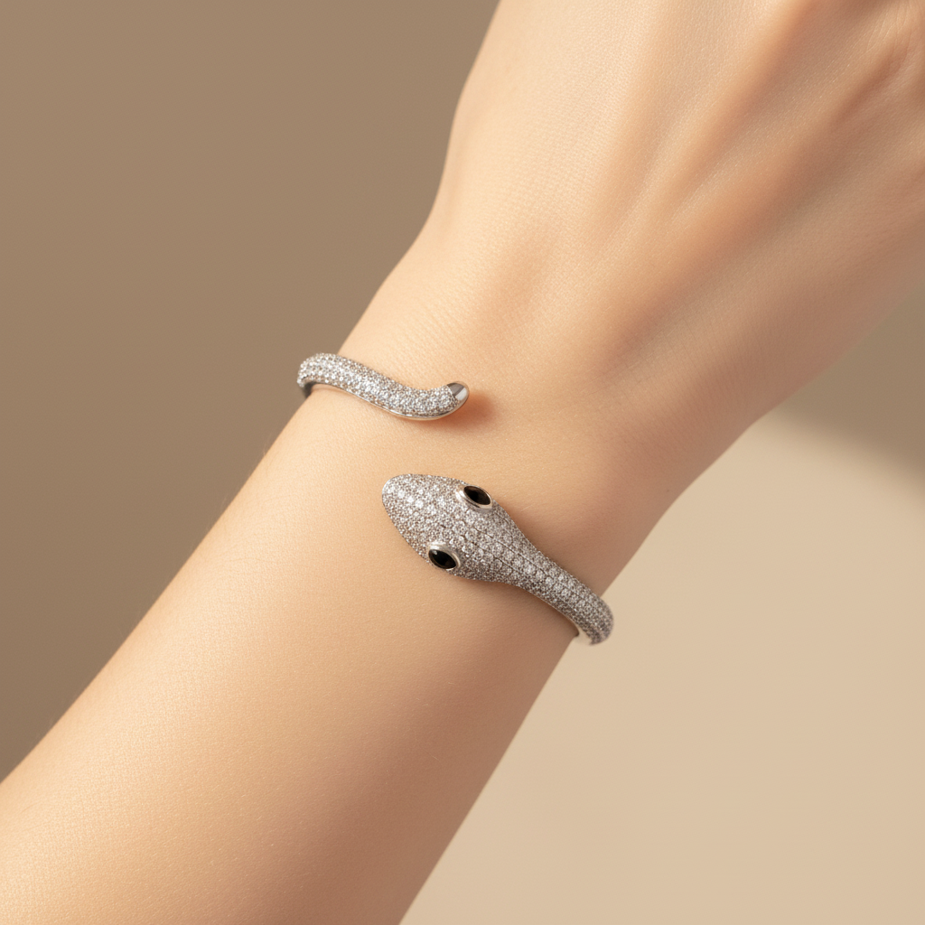 Bracciale rigido serpente luxury con zirconi