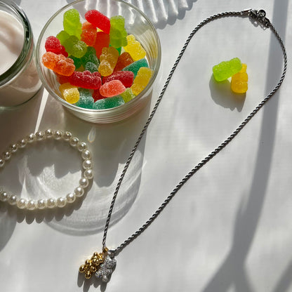 Collana con Doppio Orsetto Oro e Silver - GUMMY COUPLE - Eldra Milano