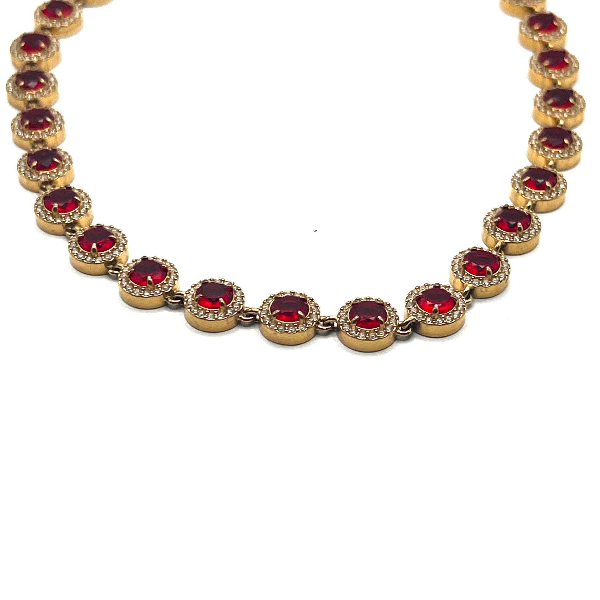 Collana ROYAL HALO – Girocollo in Acciaio Inox Oro con Cristalli Continui