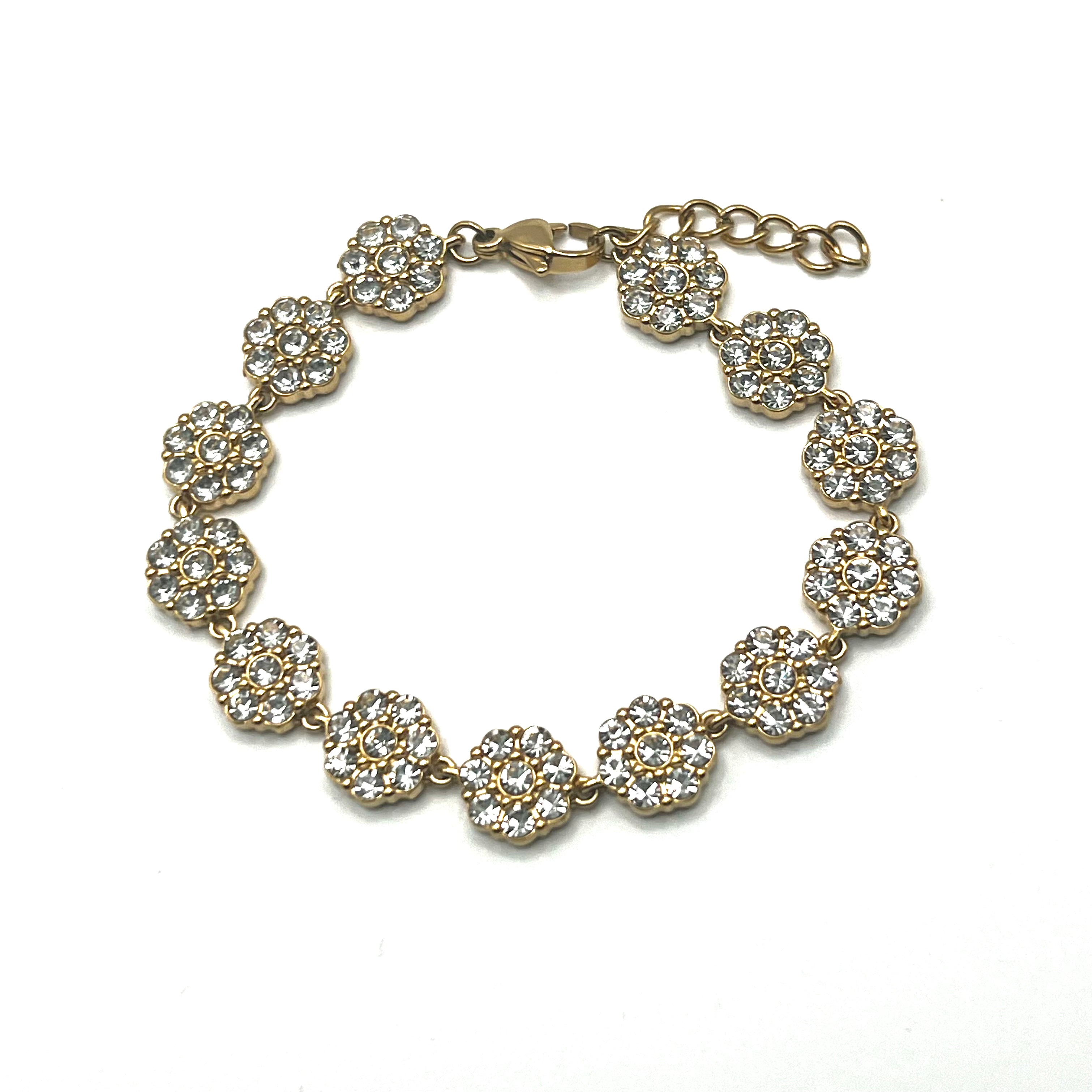 FLOWER TENNIS – Bracciale Donna con Fiori e Zirconi in Acciaio Inossidabile – Eldra Milano