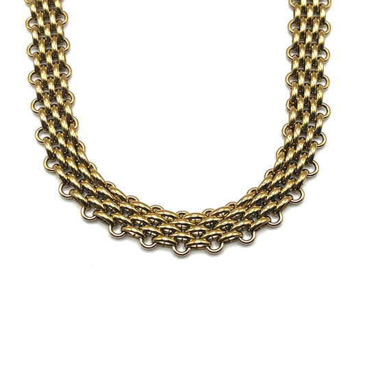 Collana Chain Mesh Gold – Girocollo a Maglia Intrecciata in Acciaio Inox Oro | Eldra Milano