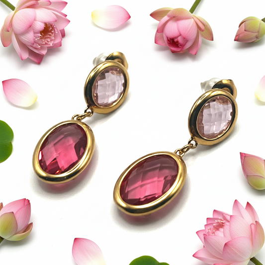 IRIS GLASS – Orecchini Donna in Acciaio Inossidabile e Cristalli Ovali – Eldra Milano