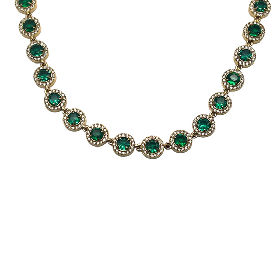 Collana ROYAL HALO – Girocollo in Acciaio Inox Oro con Cristalli Continui